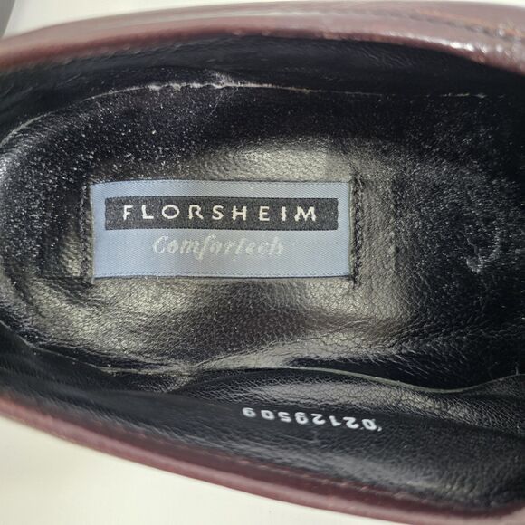 Florsheim Comfortech Mens 9D Burgundy Brown Leather Loafers Slip On Dress Shoes